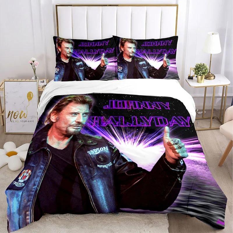 Rock star Johnny Hallyday Bedding Sets Comforter Quilt Bed Cover Duvet Cover Pillow Case 2/3 Pieces Sets Kids Adult Size Home