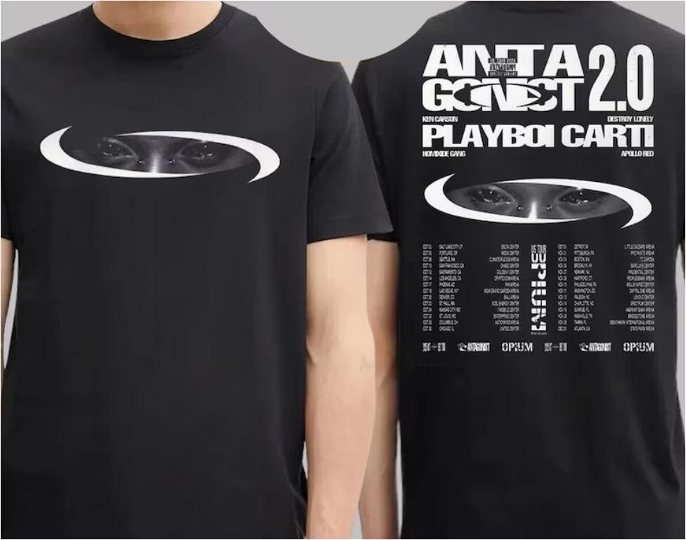 Антагонист 2.0 Playboi Carti US Tour 2025 Постер Футболка, репринт Унисекс Футболка XXXL