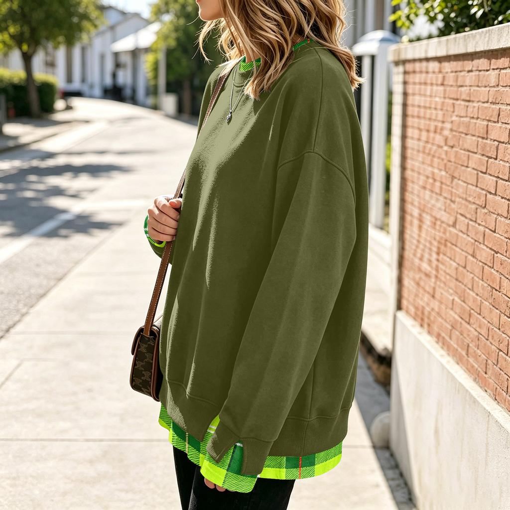 Women's Casual Long Sleeve Sweatshirt Loose Fit Pullover Top