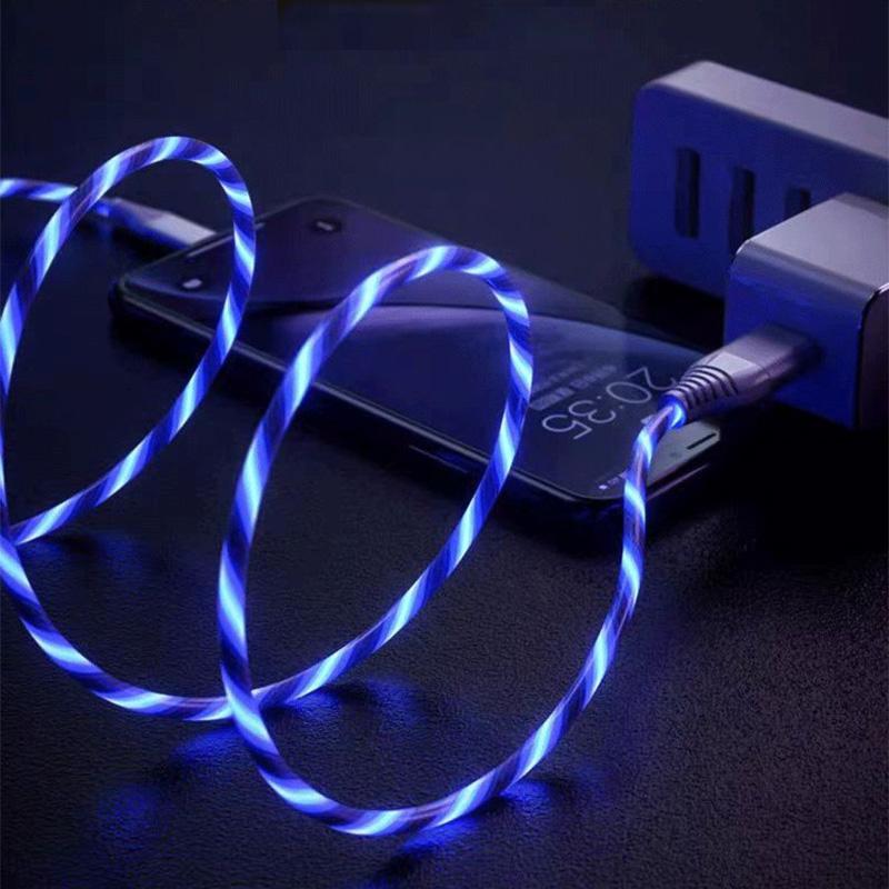 Cablu USB luminos 3 în 1, pentru smartphone Cablu de încărcare LED USB la mini USB/C-tip/cablu de încărcare rapidă cu 8 pini pentru iPhone pentru Samsung pentru XIAOMI ONEPLUS