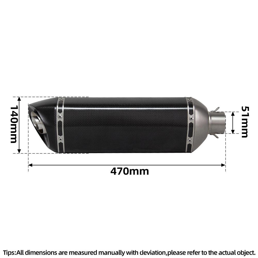 Motorcycle/Scooter Exhaust Pipe Mod: 470 Round Carbon Fiber Hexagon Tail, 51MM Diameter