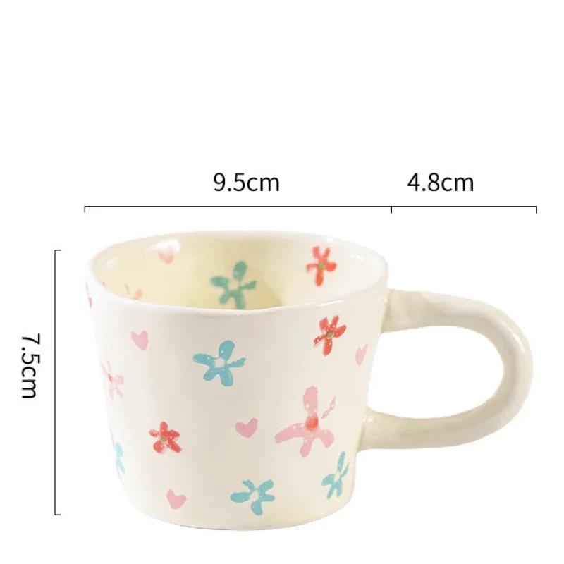 Creative Hand Pinched Ceramic Coffee Cups and Saucers Cute Hand-painted Floral Blueberry Love Mugs Home Afternoon Tea Drinkware