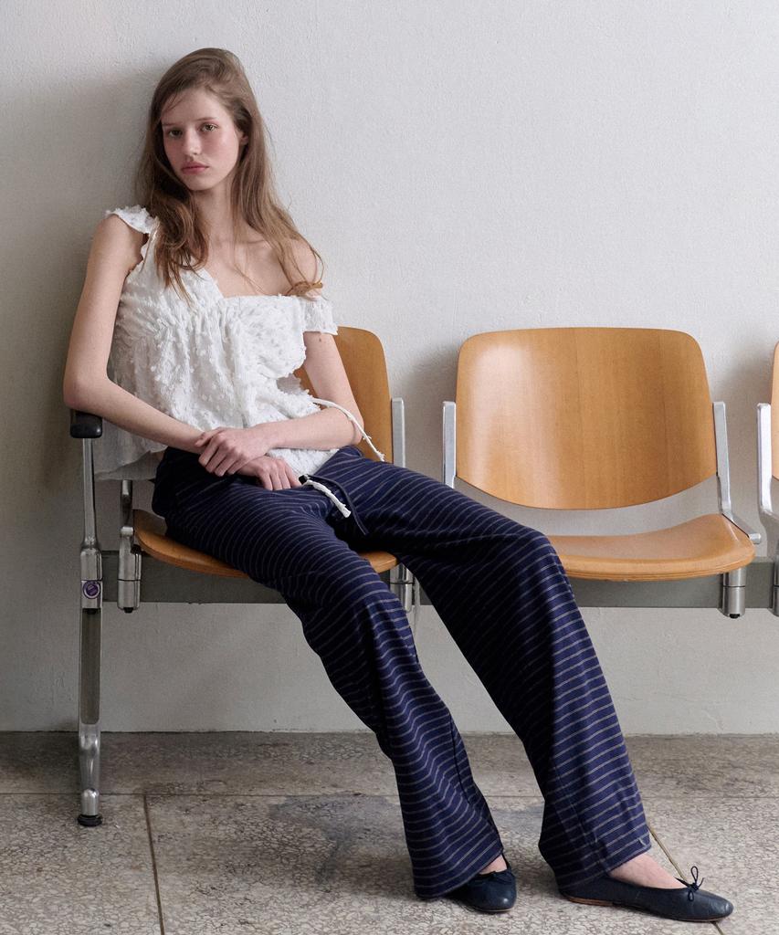 ANDNEEDS Hasta Stripe Banding Pants (Navy)