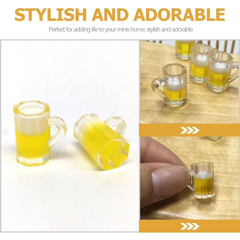 20 Pcs Miniature Beer Mugs Realistic Mini Beer Cups Mini House Accessories Glassware Drinkware Kitchen Bar Items