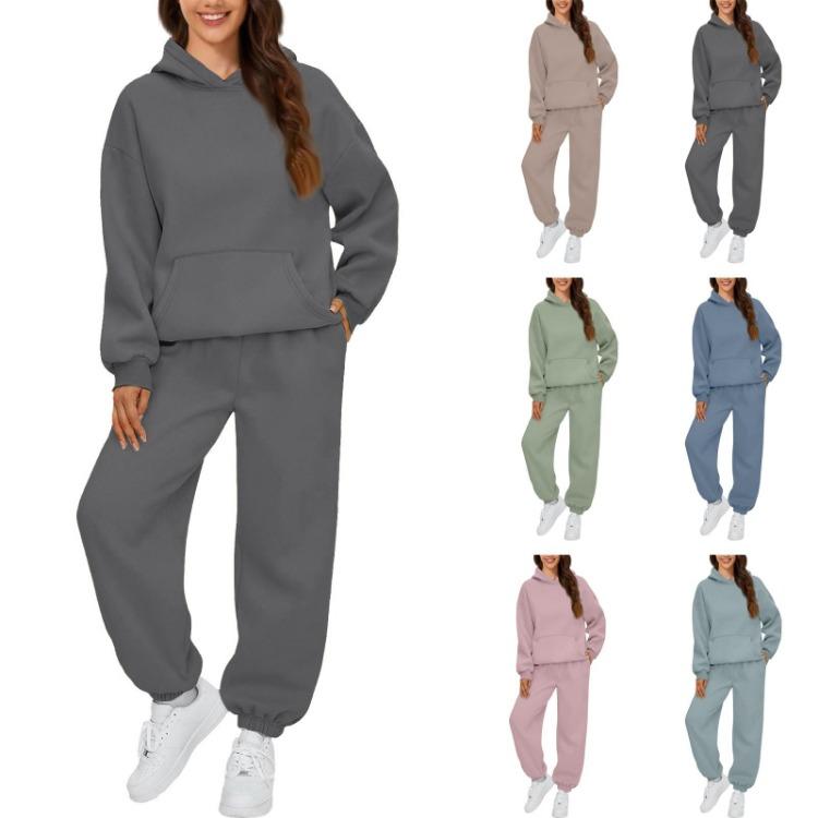 Übergroßes Sweatshirt und Jogginghosen-Set 2-teilige Damen-Outfits Hoodie Herbstmode Trainingsanzug mit Taschen
