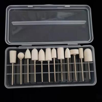 12 adet Diş Laboratuvarı Laboratuvarı Sert Monte Keçe Bob Noktası Parlatma Buff Tekerlek Döner Araçları 2.35mm HP Shank Diş Hekimliği Odontologia