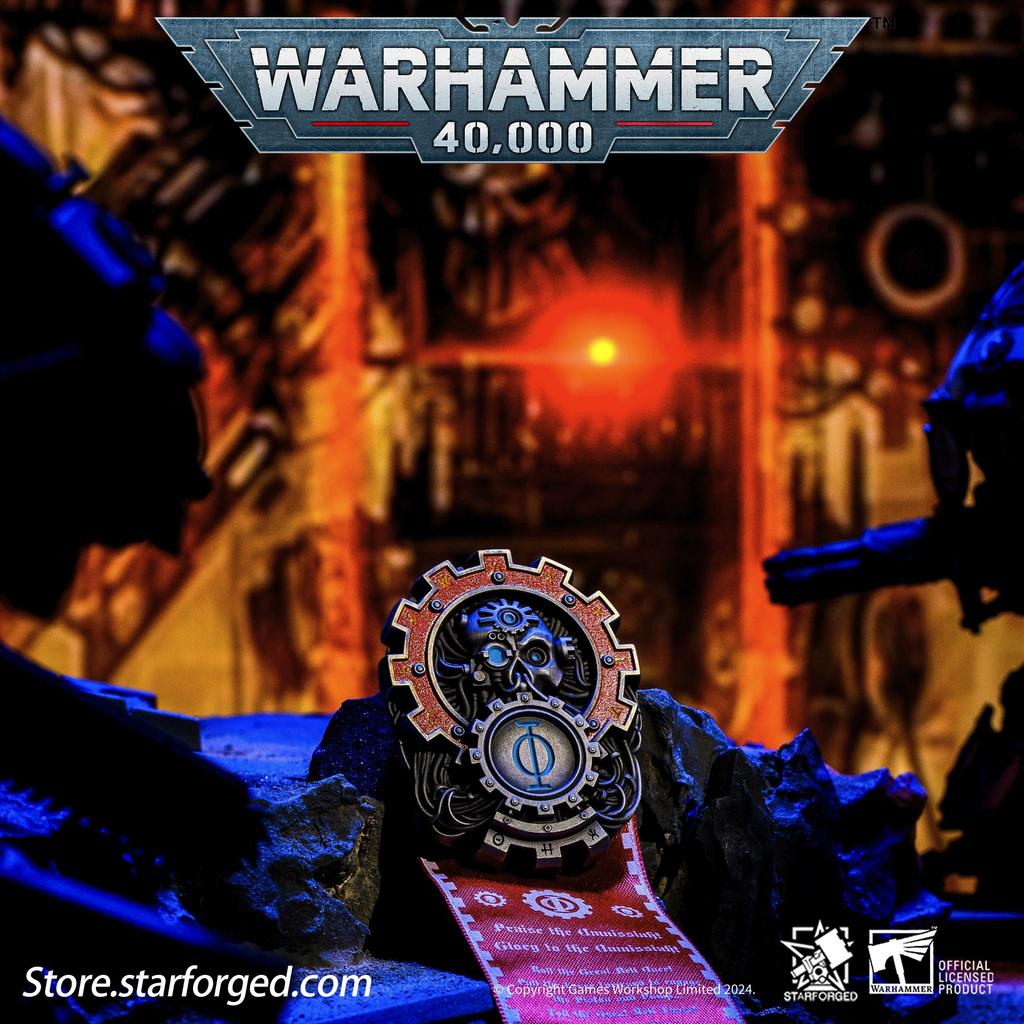 Starforged hvězdný odlitek, přívěsek s figurkou Warhammer 40K, odznak Církve Mechanického Boha Znamení Čistoty