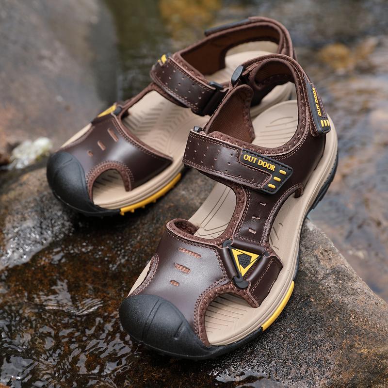 TUINANLE Classic Mens Sandals Summer Leather Sandals Men Outdoor Casual Lightweight Beach Shoes Fashion Men Sneakers Size 38-46