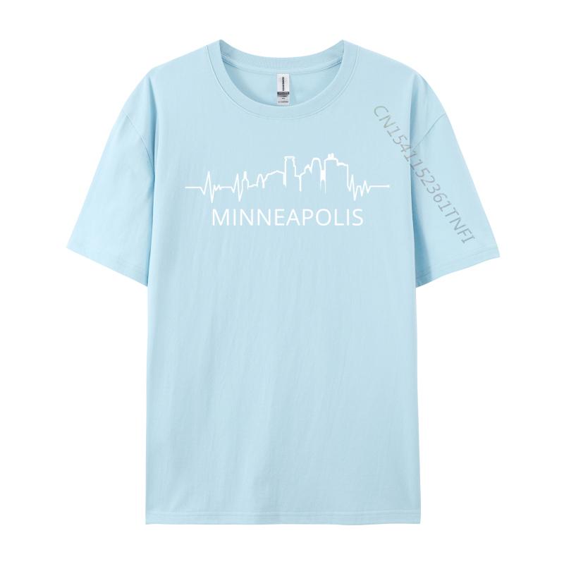 Minneapolis Mn Skyline Heartbeat Vintage Mpls Europe Tops Tees Prevalent Unique Cotton Unisex TShirts Printed On Top TShirts