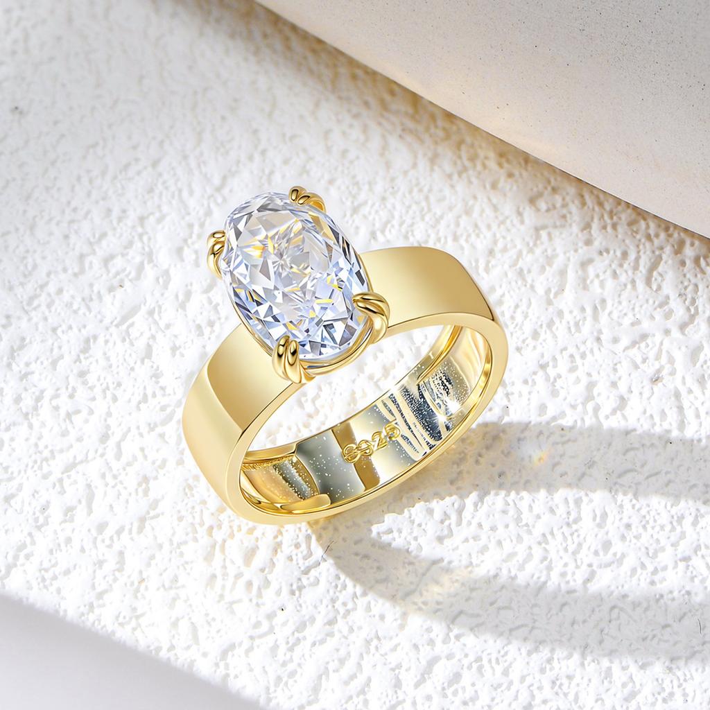 OEVAS 4.5CT 8X12MM Oval Moissanite Rings for Women S925 Silver Sparkling Wedding ring Party Fine Jewelry Gift