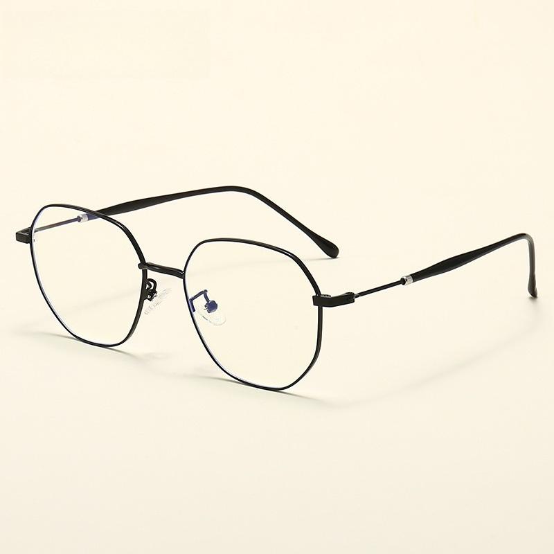 New Simple Polygonal Anti-blue Glasses Frame, Students Can Be Equipped with Degree Myopia Glasses, Plain Metal Flat Glasses