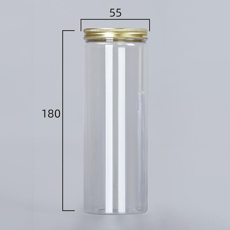 93-630ml Aluminum Cap Clear Storage Jars Round Wide Mouth Plastic Sealed Can Container Cookie Candy Kitchen Grain Storage Bottle