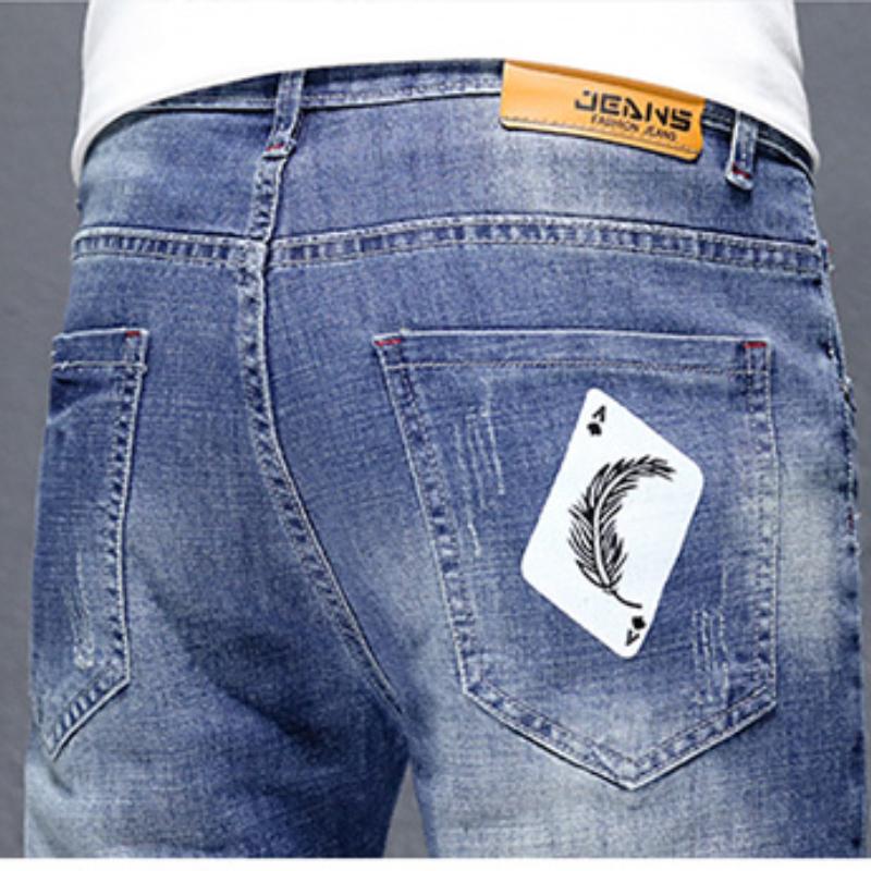 Fempunktsbukser med hull i plussstørrelse, vår-sommer-shorts for menn