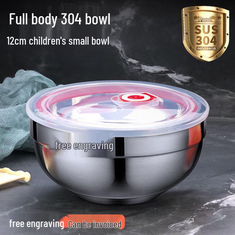 

12cm 304 Stainless Steel Bowls with Lids - 10 Pack