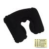 Inflatable flocking U-shaped pillow for outdoor travel. Inflatable pillow for storage and portable rest with leak repair patch