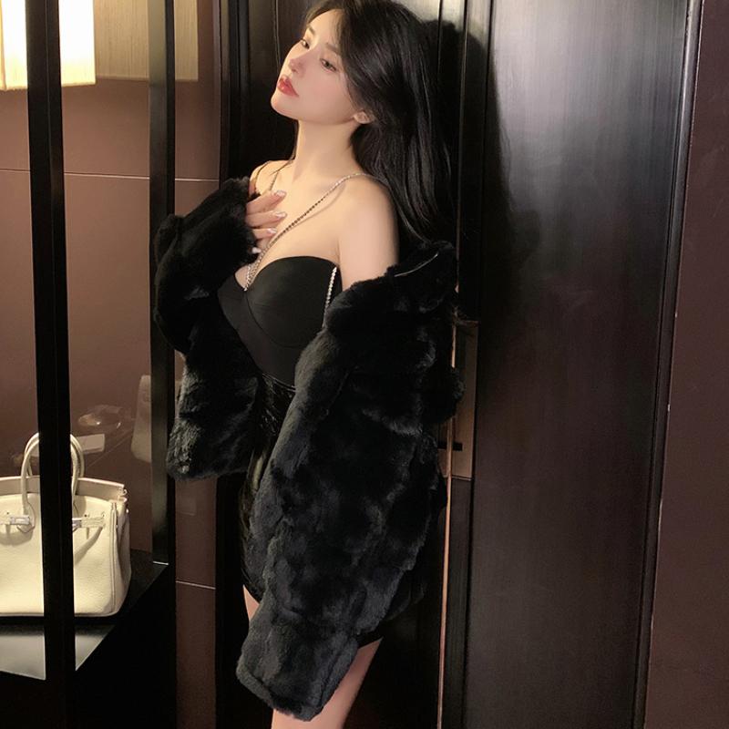 France Elegant Fur Warm Short Coat Women Winter Fleece Vintage Stand Collar Wool Jacket Korean Fashion Designer Clothes 2024 New