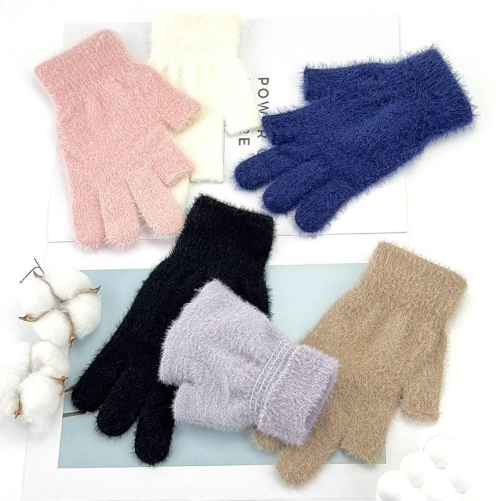 Windproof Touch Screen Gloves Solid Color Two-Finger Gloves Warm Warm Winter Gloves Hiking Driving