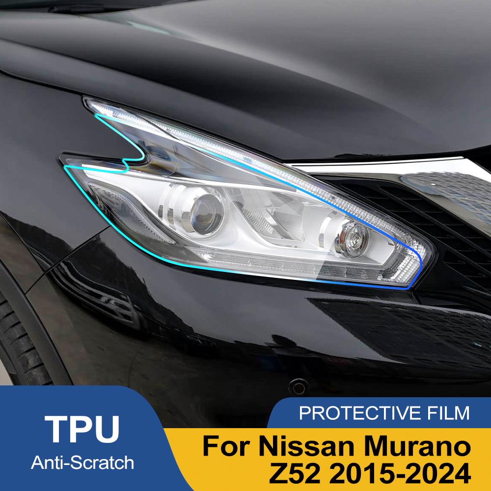 For Nissan Murano Z52 2015-2025 Smoke Black High-Gloss TPU Headlight PPF Film Pre-Cut Anti-Scratch Protective Vinyl Wrap Film