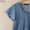 ZANZEA Camicetta estiva casual da donna con scollo rotondo e maniche corte