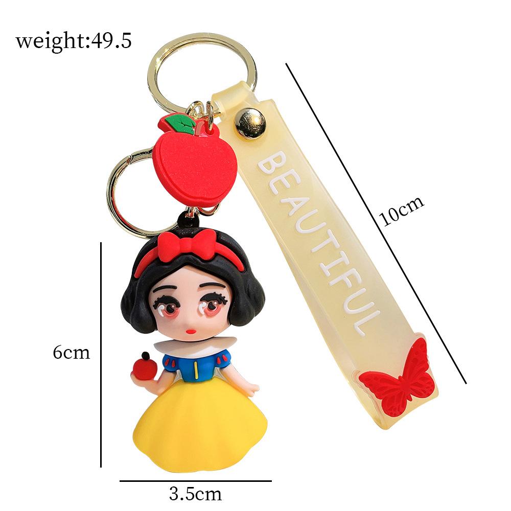 Snow White Elsa Alice Pendant Keychain Cartoon Phone Bag Mermaid Princess Key Chain Jewelry Kids Fans Gifts