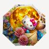1pc Golden Moonlit Hello Kitty Automatic Opening/Closing Umbrella with Foldable Design, 8-Bone Iron Frame Outdoor Umbrella for Festive Gifts, Travel,