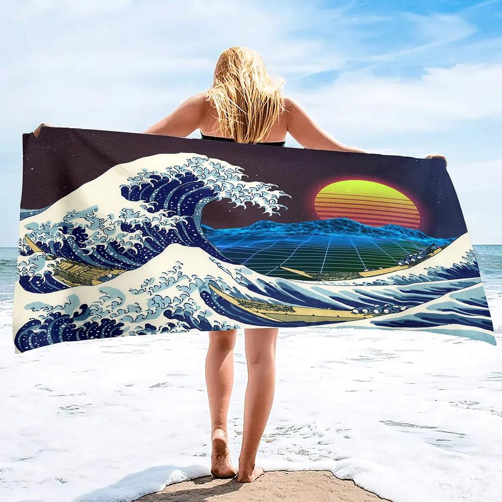 Ocean Wave Beach Towel,Oversized Quick Dry Sand Free Proof Absorbent Lightweight Beach Blanket Bath Towel Swim Sport Pool Towels