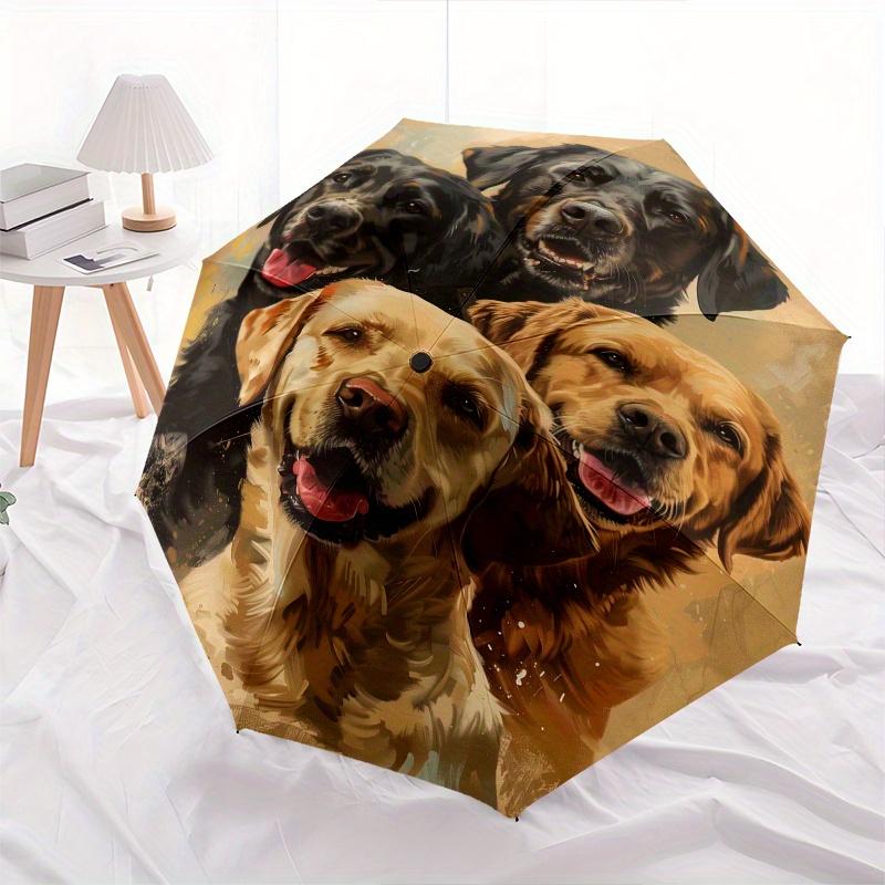 Dogs, Artwork Theme 8 Bone Hand Automatic Folding Umbrella, Compact and Portable Design, A Perfect Gift for Birthday, Christmas or Business