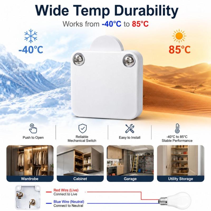 1/10x Automatic Reset Cabinet Light Switch Household Door Control Switch for Wardrobe Cupboard Furniture Lamp Sensor Controller