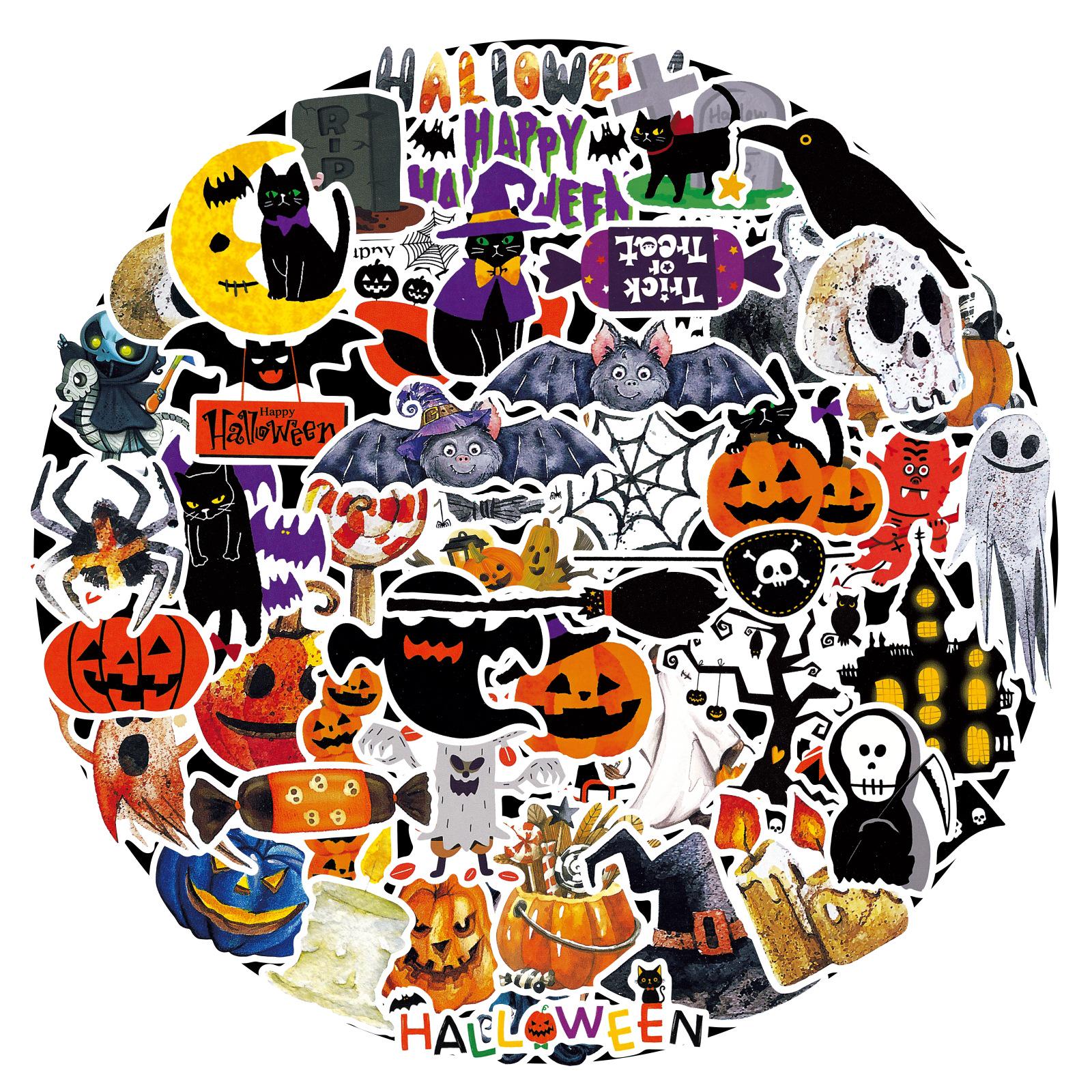 51 Halloween Stickers for Kids: Car, Journal, and Suitcase Decals Varies 4-8 cm