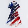 Women's Casual V-Neck Short-Sleeve Independence Day Print Dress