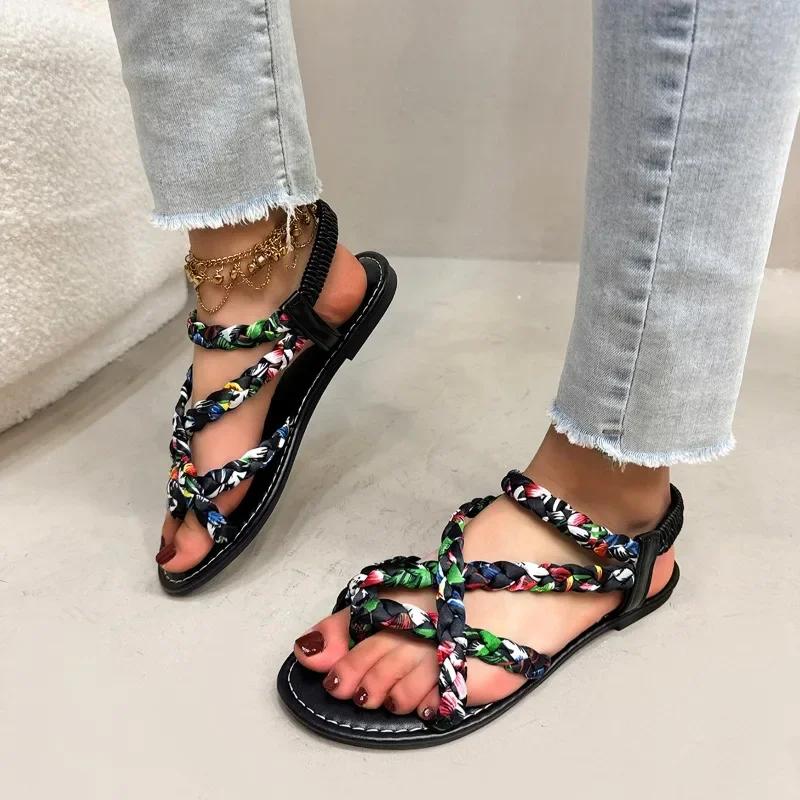Fashion Ladies Shoes New Hot Sale Slip On Women's Sandals Fashion Printing Casual Women Summer Footwear Best Seller Designer Flat Sandal