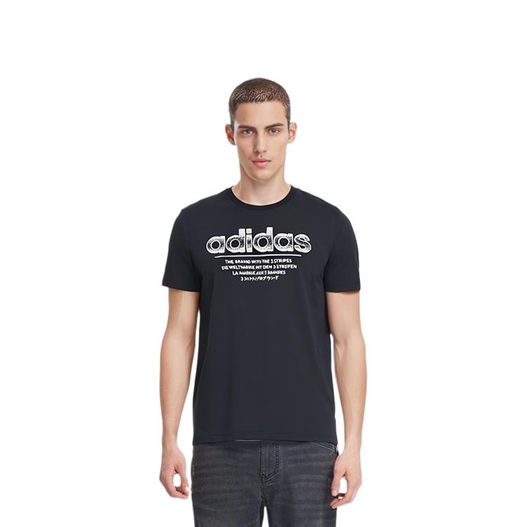 Adidas T Shirts Men's Black Crew Neck Moderate Straight Fit FM6242