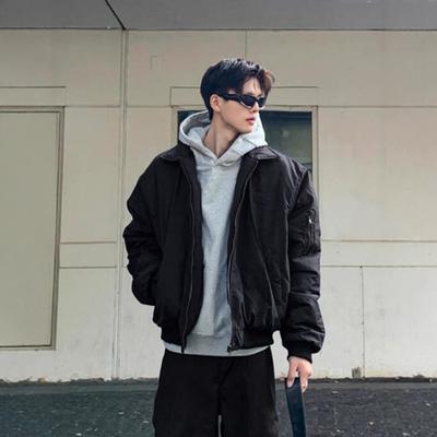 Styl Letecká Bavlna Bunda Pánská Jaro Podzim High Street Trendy Značka Límec Baseballová