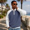 Breathable Outdoor Activewear Men Waffle Sweatshirt, Long Sleeve Quarter Zip Contrasting Color Mens Sweatshirt Casual Stand Collar Pullover Shirt for