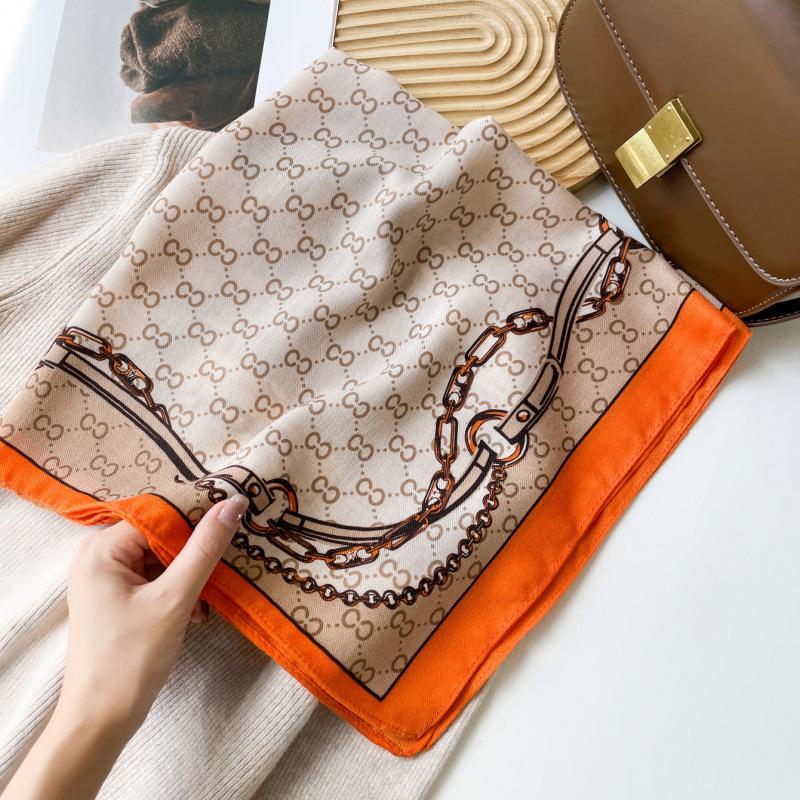 Ethnic Style Fashion Printed Silk Scarf 70 Simulation Silk Scarf Versatile Square Scarf Belt Silk Scarf Clothing Waist Seal Scarf
