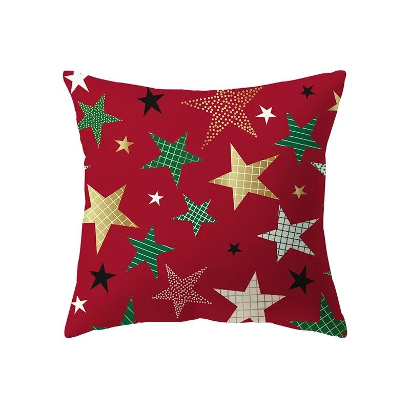 Merry Christmas Decorative Print Pattern Cushion Cover Home Living Room Sofa Decoration Square Polyester Pillow