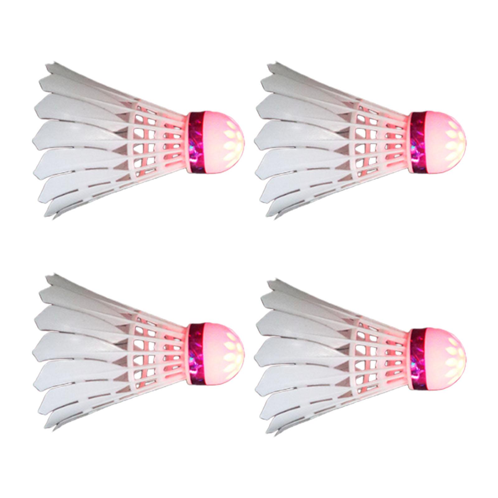 4Pcs Light Weight LED Training Shuttlecocks Soft Cork Head Luminously Windproof Badminton Ball For Indoor Outdoor Use