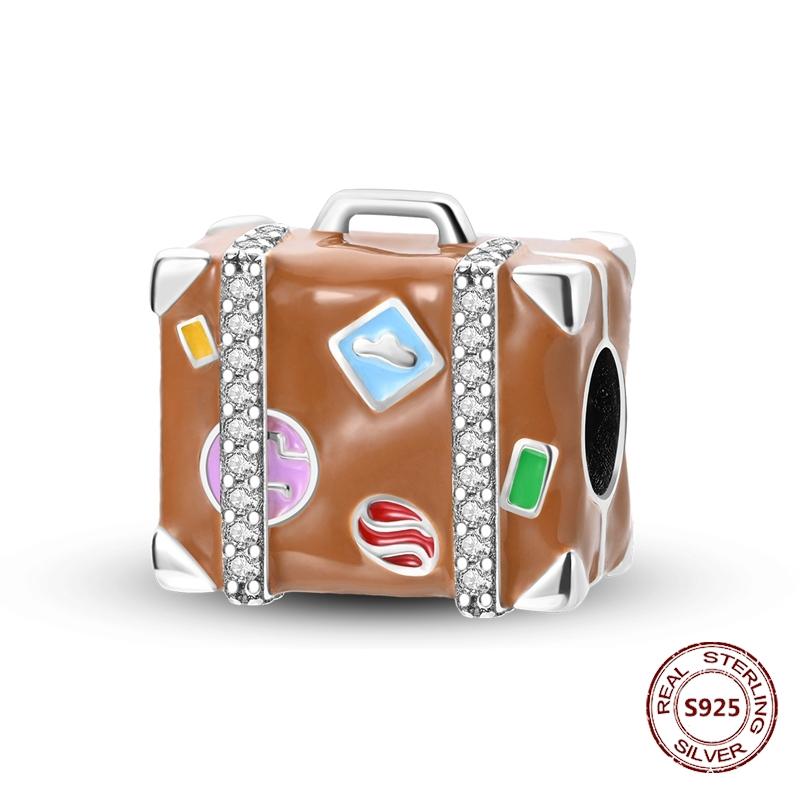 copper Travel Suitcase Motorcycle Car Bicycle Charm Bead Charms Pendents Compatible With Authentic Bracelets Fine Do It Yourself Birthday Jewellery Gi