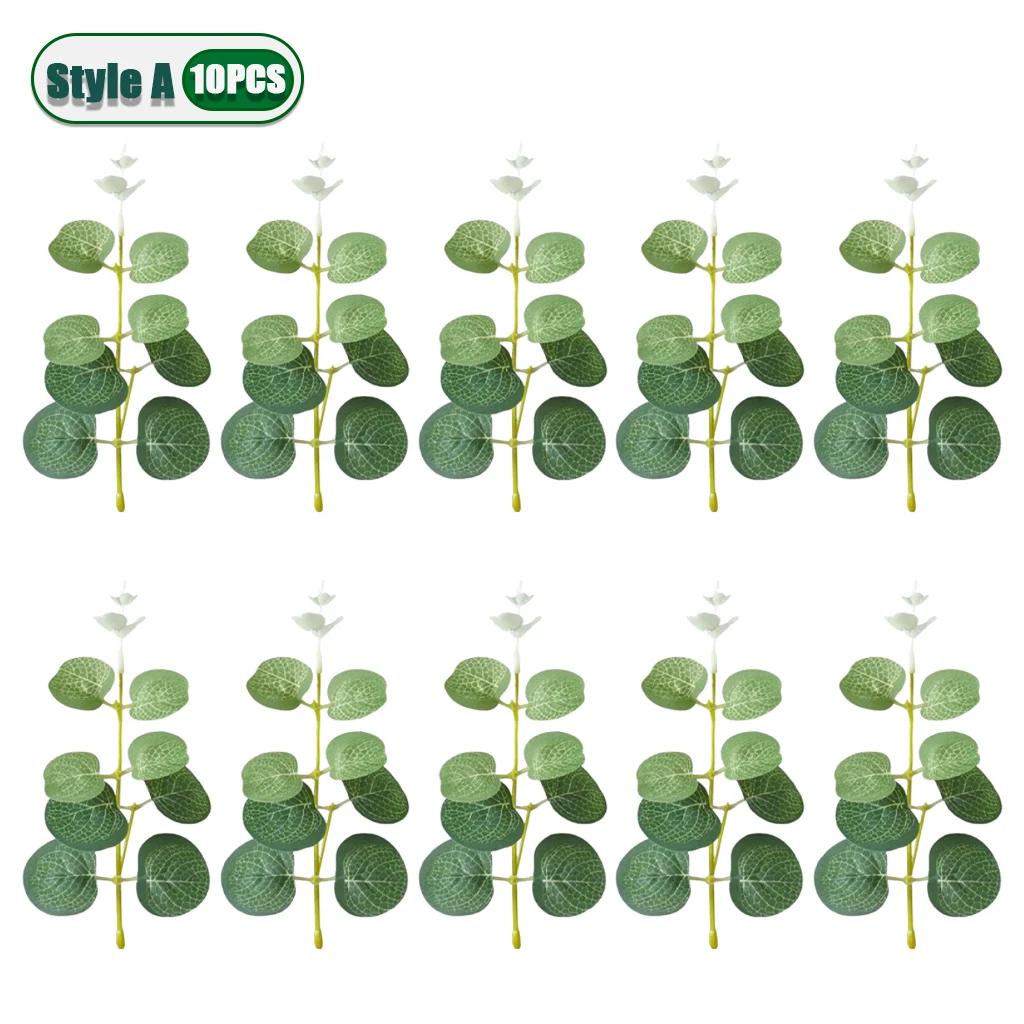 

10-100PCS 3 Kinds Eucalyptus Leaves Artificial Silver Dollar Leaves Picks Dried Eucalyptus Home Decoration Party Decoration