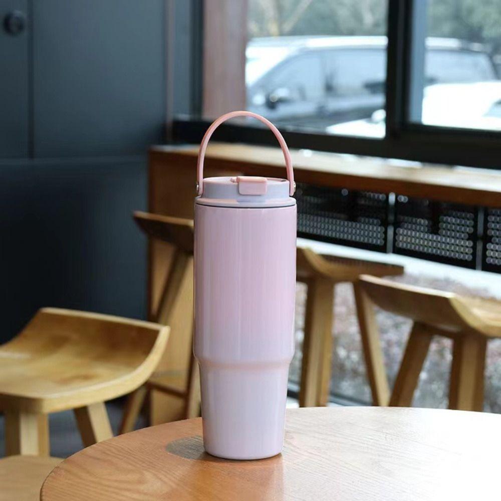 Cold Hot Mugs Stainless Steel Insulated Cup with Straw Car Cup Milk Gradient Thermos Cup Travel