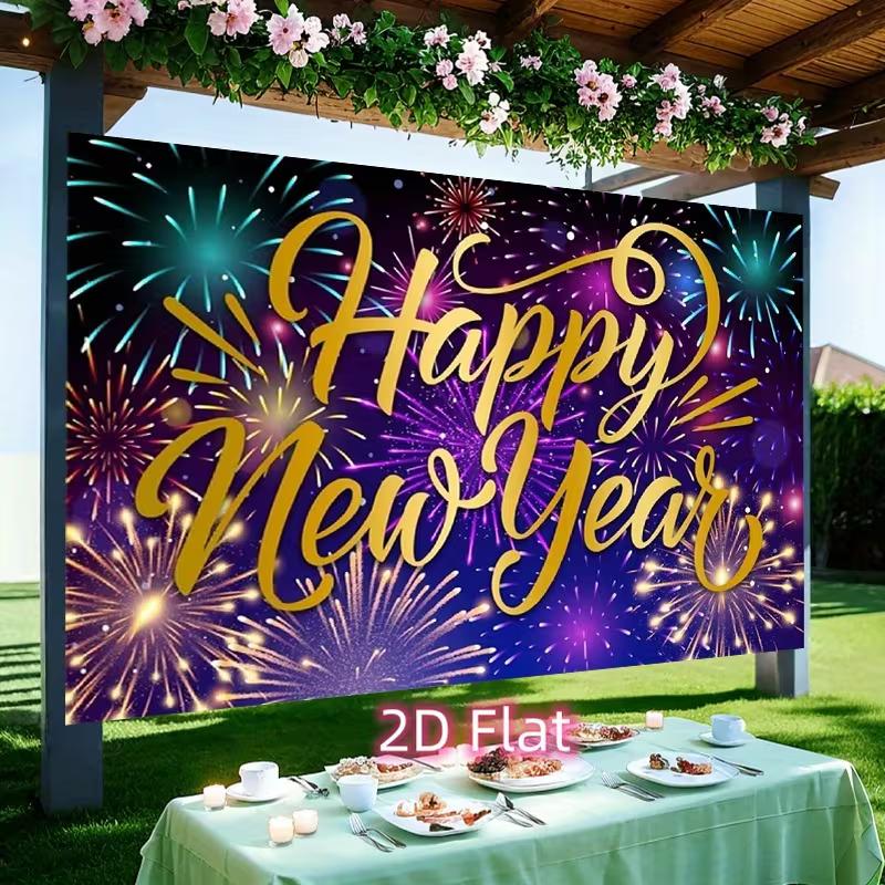 2D New Year Celebration Backdrop, Fireworks & Glitter Photography Background 47.2x31.5inch/120*80cm