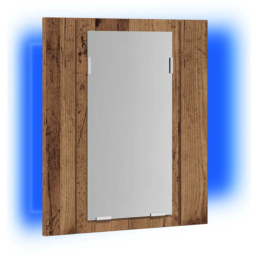 LED Mirror Cabinet with Rustic Wood Effect 40 x 12 x 45 cm Engineered Wood