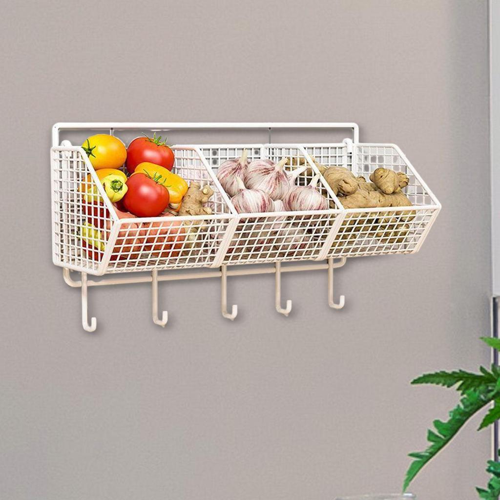 Garlic Ginger Storage Basket for Household Restaurant Farmhouse Black 2 Grids