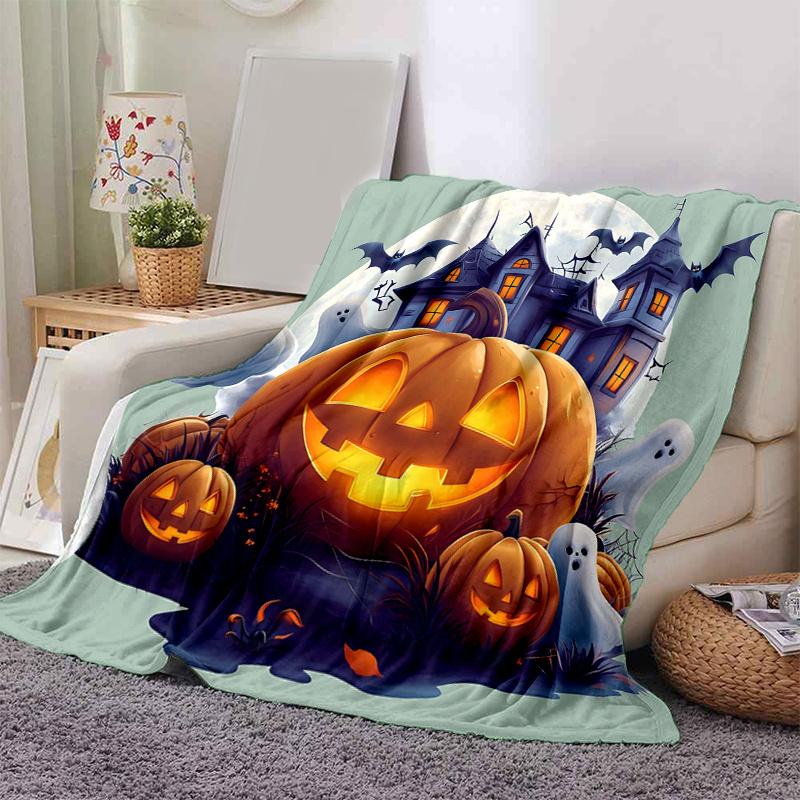 1pc Pumpkin Halloween Blanket  Seasonal Home Decorative Throw for All Seasons, Living Room, Travel, Camping, Car Blankets