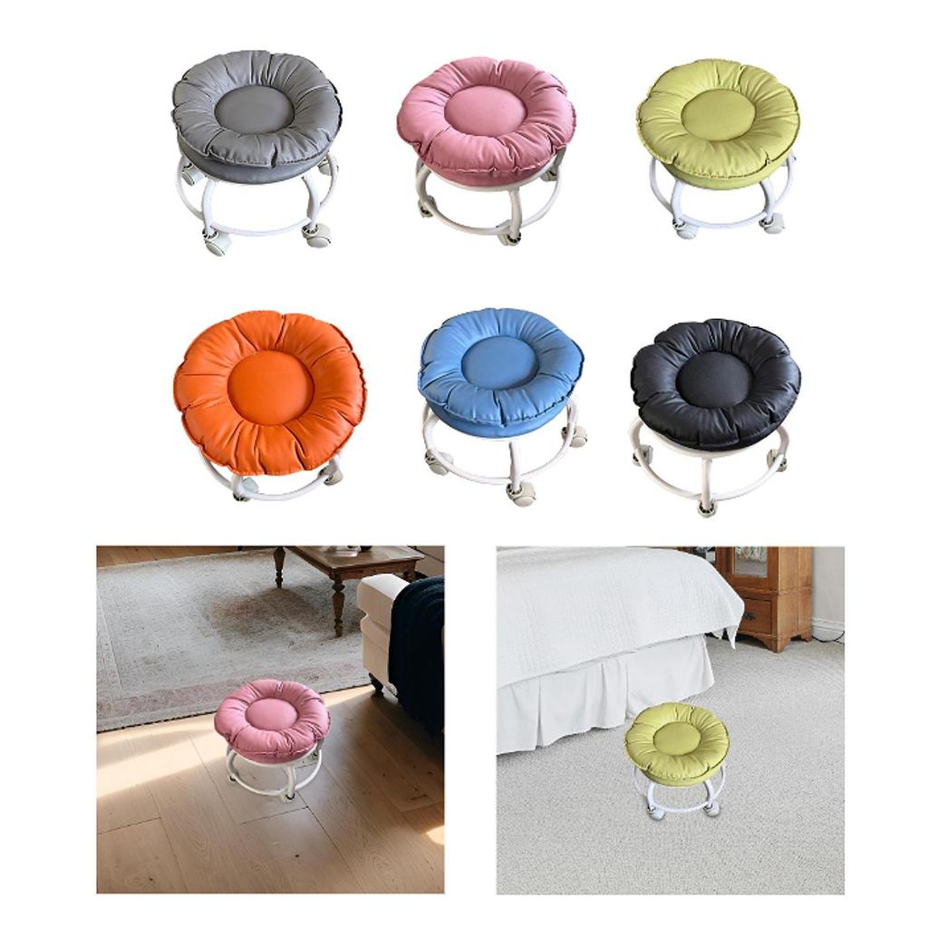360° Rotating Low Roller Seat Stool Small Kids Women Easy to Move Multiuse Swivel Chair Universal Swivel Casters for Home Salon