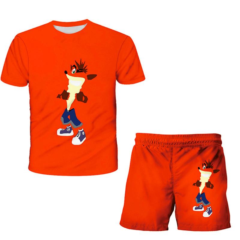 Dětské oblečení Sportovní oblečení pro miminka Dívky Chlapci Ccrash Bandicoot Mobile Print 3D trička 2ks Sady Děti Miminko 1 až 14 let