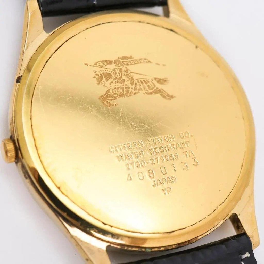 Used Operation BURBERRY Watch Gold Dial Round Men's 3369