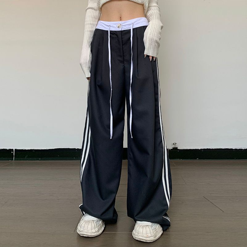 Preppy Style Autumn Sexy High Waist Stripes Suit Pants