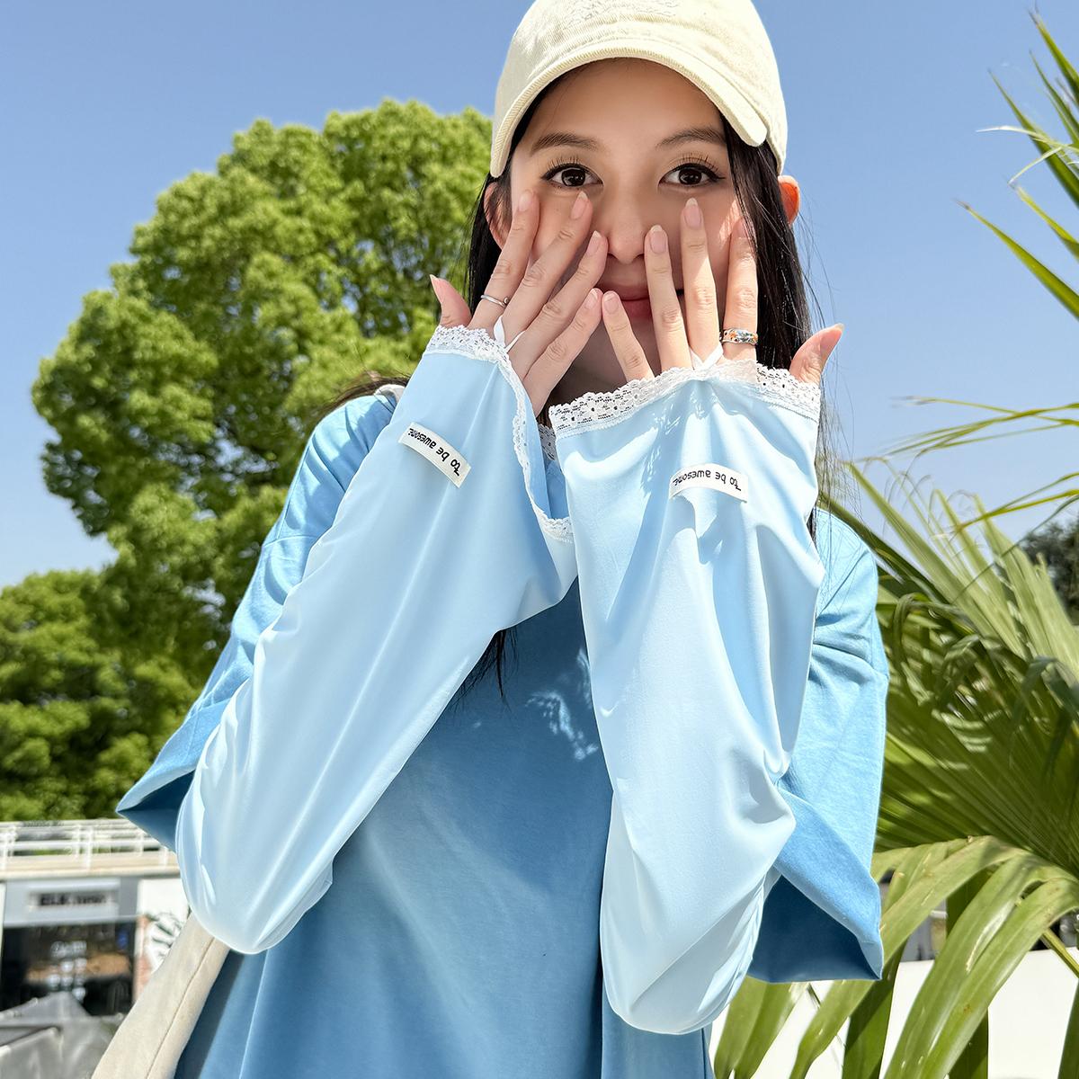 

Літні однотонні мереживні сонцезахисні рукави Жіночі сонцезахисні дихаючі з УФ-захистом Нарукавники для рук Велосипедні крижані рукави average size