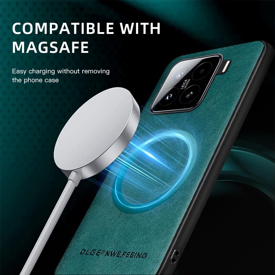 Magnetic Case For Xiaomi 15 Pro For Magsafe Wireless Charge Covers For XIAOMI 14 14T Pro Leather Protect Mobile Phone Cases